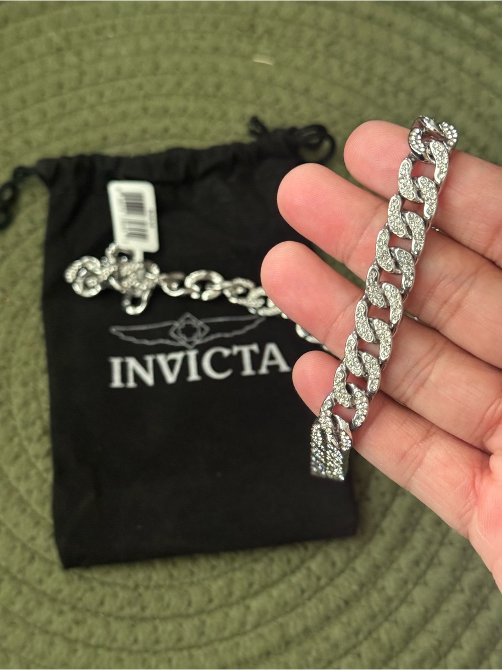 Invicta Silver Crystal Pavé Cuban Link Necklace